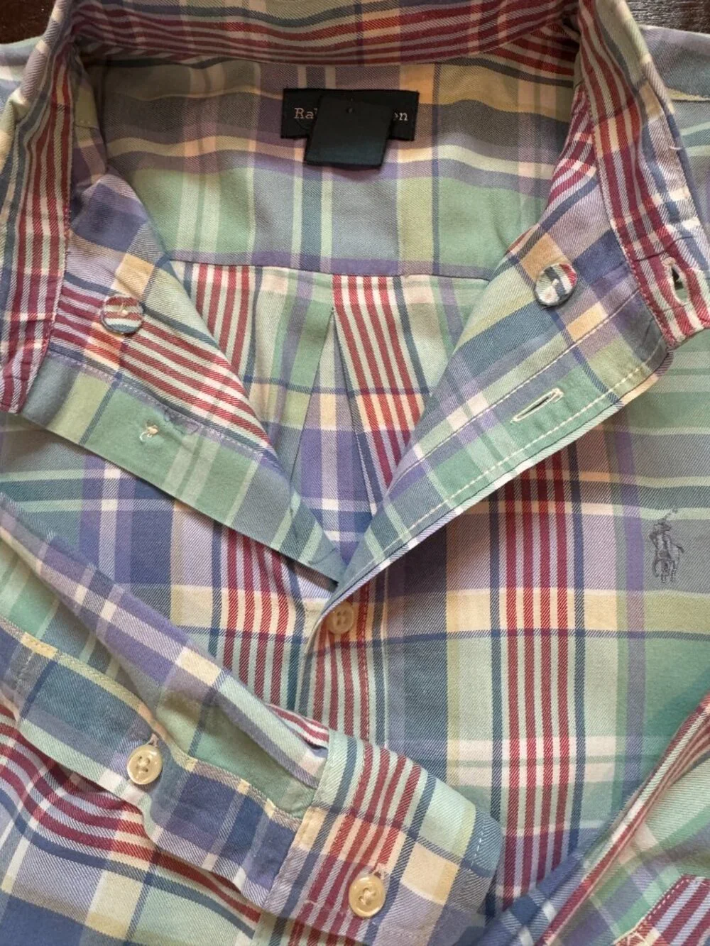 Polo Ralph Lauren Pastel Plaid Button Down Shirt Youth XL 18-20 Fit Mens XS EUC
